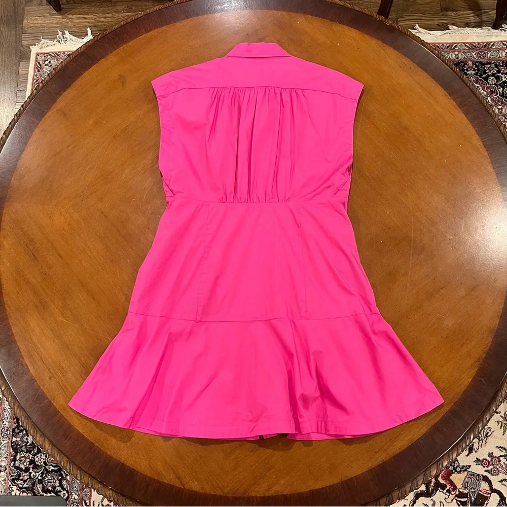 NEW $225 MICHAEL MICHAEL KORS Pleated Cap Sleeve Mini Dress Pink Medium Shirt - Picture 5 of 16